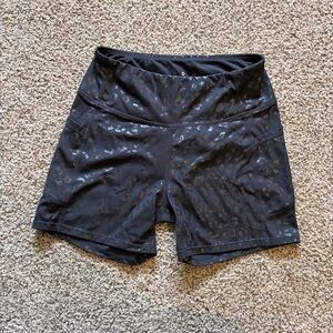 Black Leopard Print Athletic Shorts